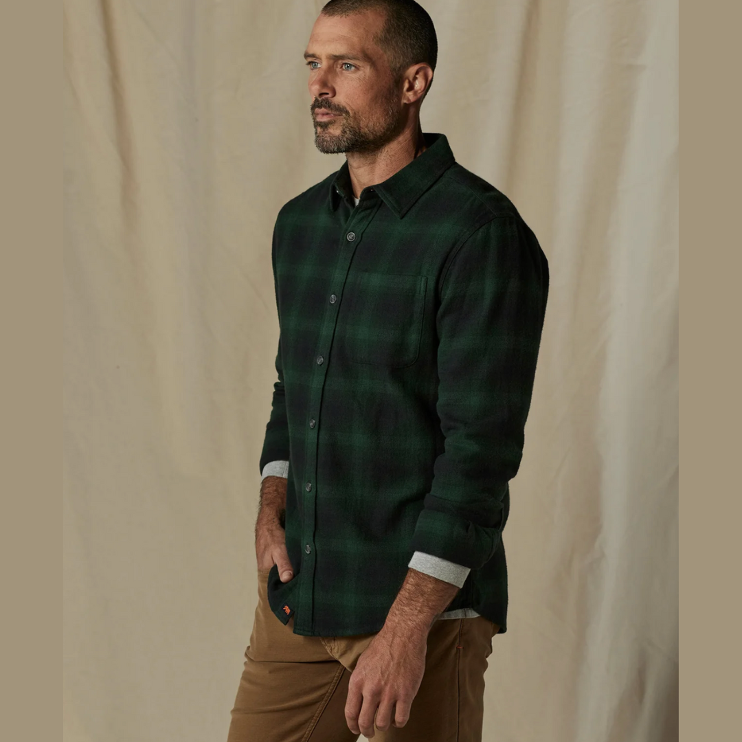 Men's Louis Heavyweight Flannel Overshirt in Evergreen Plaid