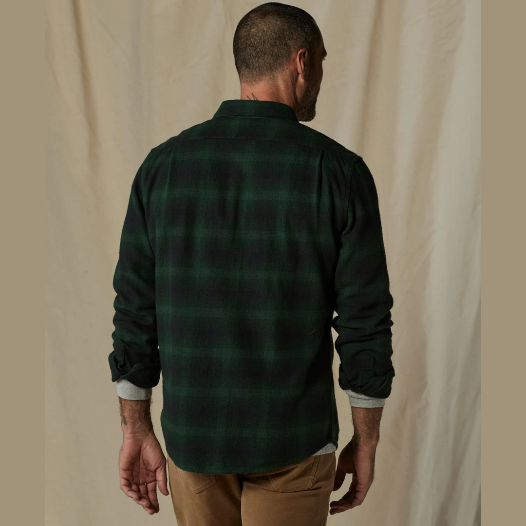 Men's Louis Heavyweight Flannel Overshirt in Evergreen Plaid