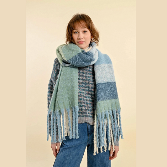 Shades of Blue Fluffy Scarf