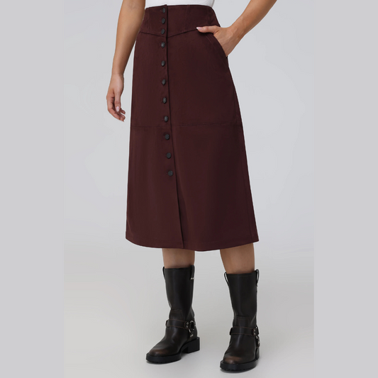 Corset Faux Suede Studded Midi Skirt