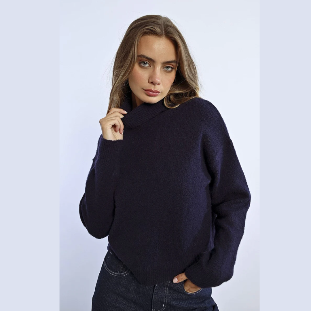 Clara Navy Turtleneck