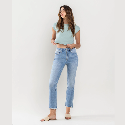 The Bella Victoria High Rise Raw Step Hem Crop Flare Jeans