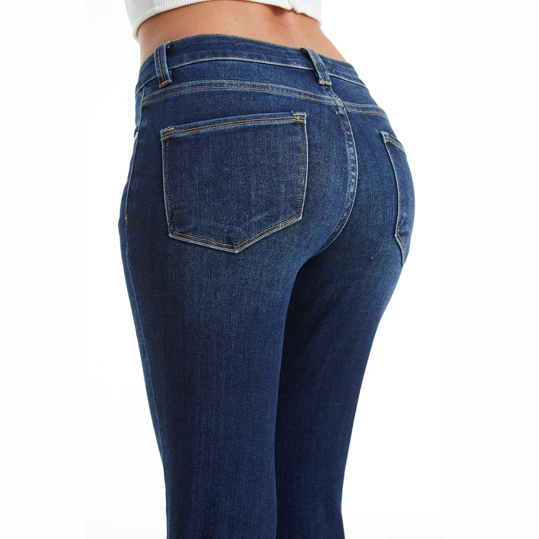 The Becky Mid Rise Straight Raw Edge Denim Jeans