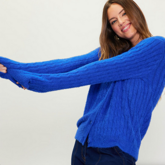 Cobalt Cable Knit Cardigan