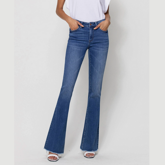 Alison Mid Rise 34" Raw Hem Comfort Stretch Flare