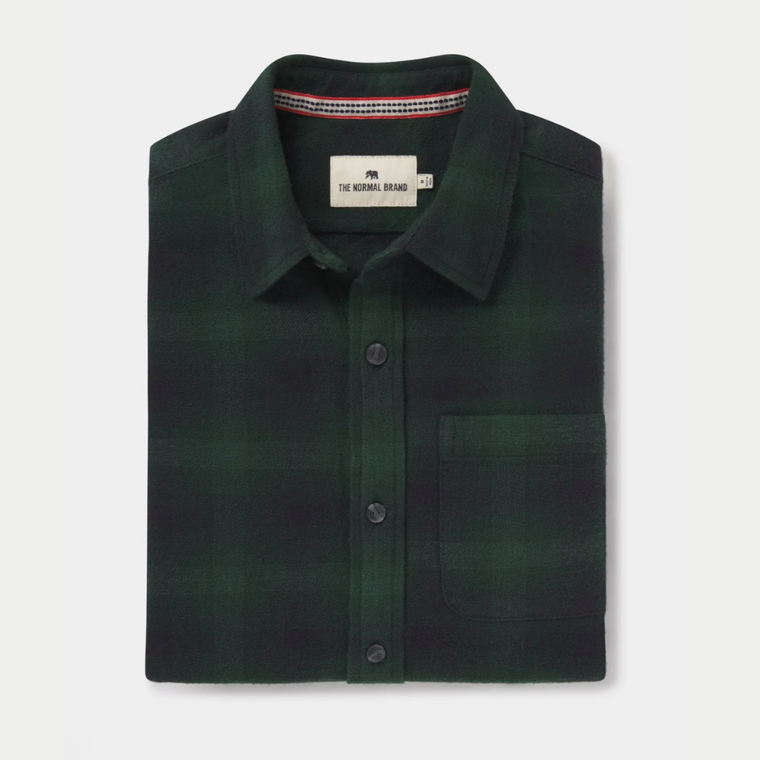 Men's Louis Heavyweight Flannel Overshirt in Evergreen Plaid