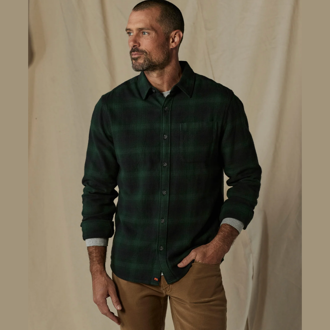 Men's Louis Heavyweight Flannel Overshirt in Evergreen Plaid